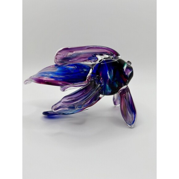 Murano glass Angel Fish Blue Purple green Sommerso Hand Blown 6.5" Wide - Picture 1 of 11
